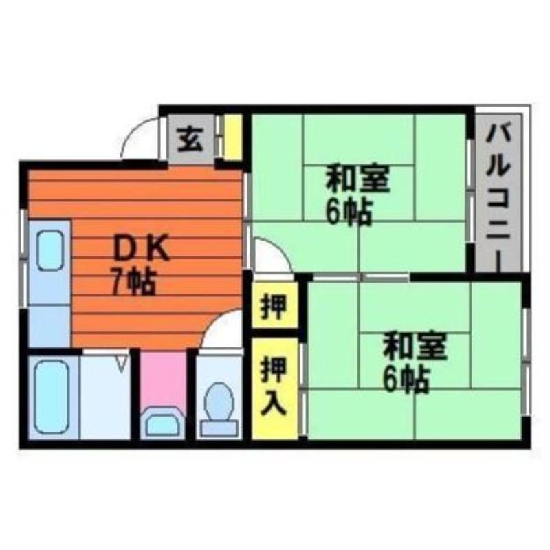 コーポチェリー(2DK/2階)の間取り写真