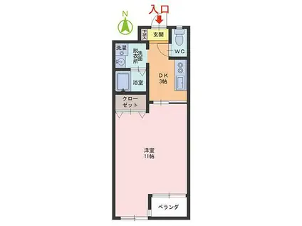 アイロイヤル明里(1DK/1階)の間取り写真