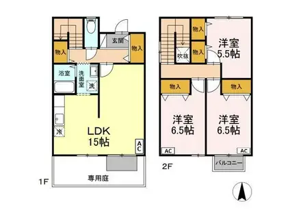 ユニフレックス中間(3LDK/1階)の間取り写真