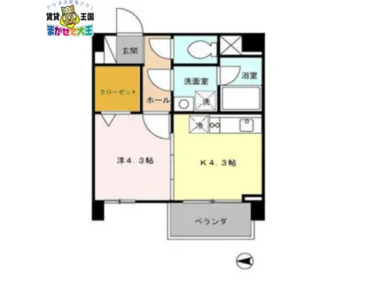 ブランネージュおおはし(1K/3階)の間取り写真