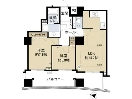 シティタワー円山神宮鳥居前(2LDK/3階)の間取り写真