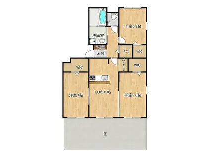 クロノス55東野(3LDK/1階)の間取り写真