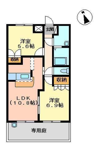 サンキューブ(2LDK/1階)の間取り写真
