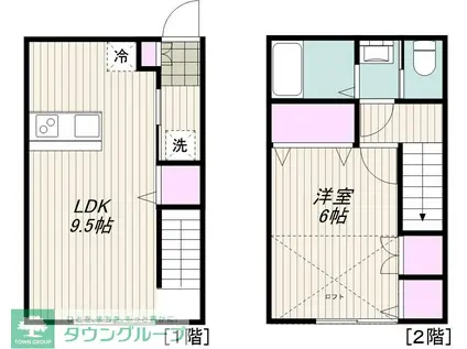高津区子母口メゾネット計画(1LDK/1階)の間取り写真