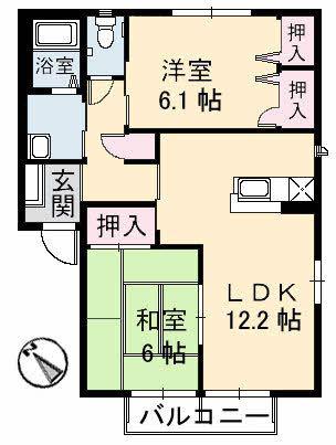 パティオ6(2LDK/2階)の間取り写真