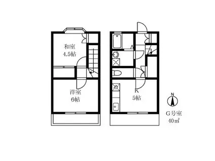 第1広幸ハウス(2K/2階)の間取り写真