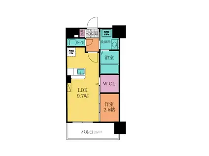 グランヒルズ三萩野(1LDK/5階)の間取り写真