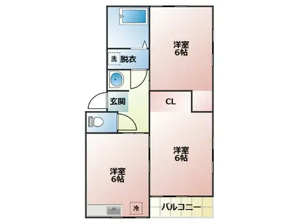 メゾンドケイII105(2DK/1階)の間取り写真