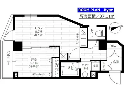 ステージファースト蒲田アジールコート(1LDK/5階)の間取り写真