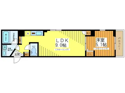 MDM柿の木坂(1LDK/2階)の間取り写真