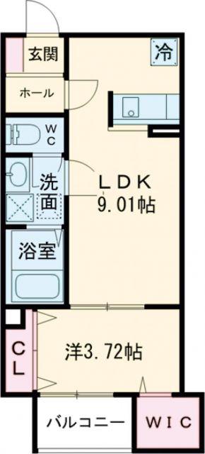FSTYLE恵我之荘(1LDK/3階)の間取り写真