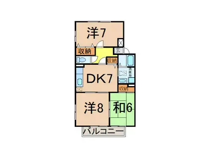 ヴェルビュ桜ケ丘A棟(3DK/1階)の間取り写真