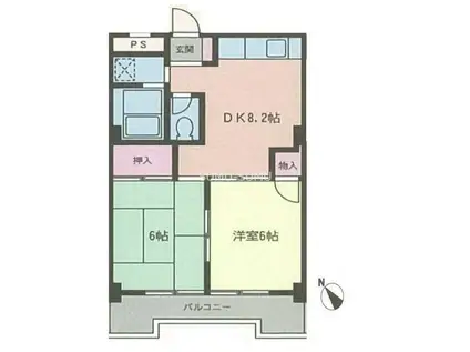 ピアハイツ(2DK/3階)の間取り写真