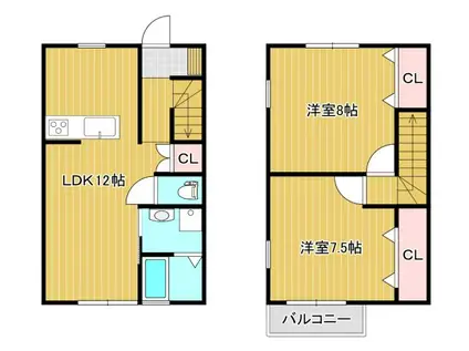メゾネット@中田駅(2LDK/1階)の間取り写真