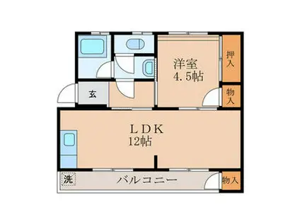 津川アパート(1LDK/2階)の間取り写真