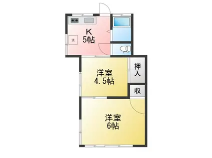 コーポタキシマII(2K/1階)の間取り写真