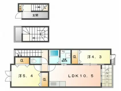 ルナ門真南 II(2LDK/3階)の間取り写真