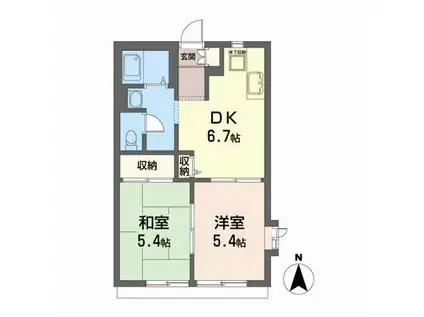 ディアスK(2DK/1階)の間取り写真