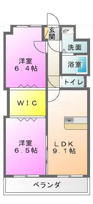 マジェスティ(2DK/1階)の間取り写真