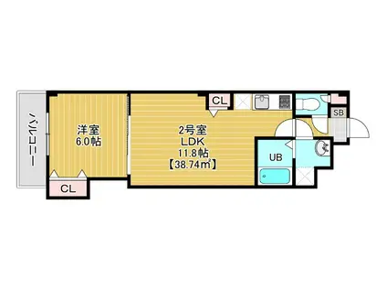 グランディオ検見川(1LDK/2階)の間取り写真