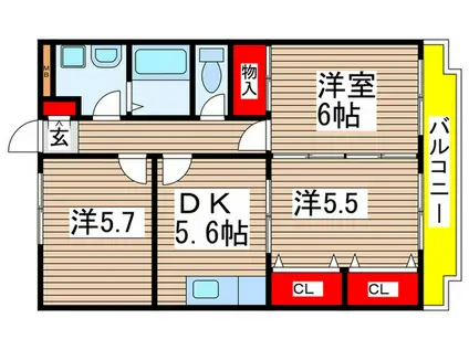 グリーンハイツイマイ6(3DK/2階)の間取り写真