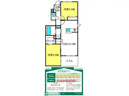 WISTERIA(2LDK/1階)の間取り写真