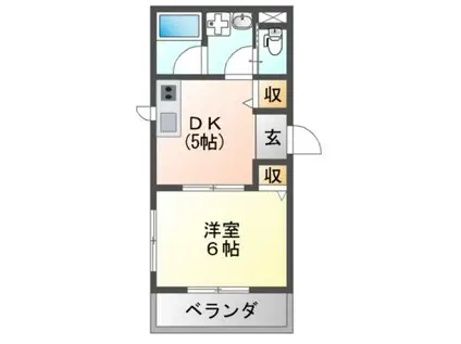 ベッルス(1DK/2階)の間取り写真