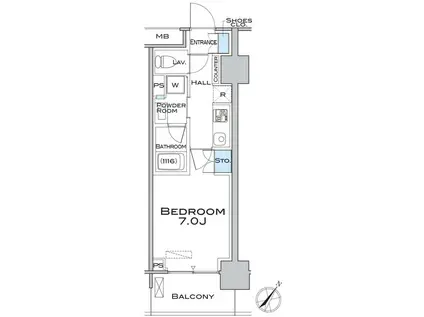 MFPRコート武蔵小山(1K/12階)の間取り写真
