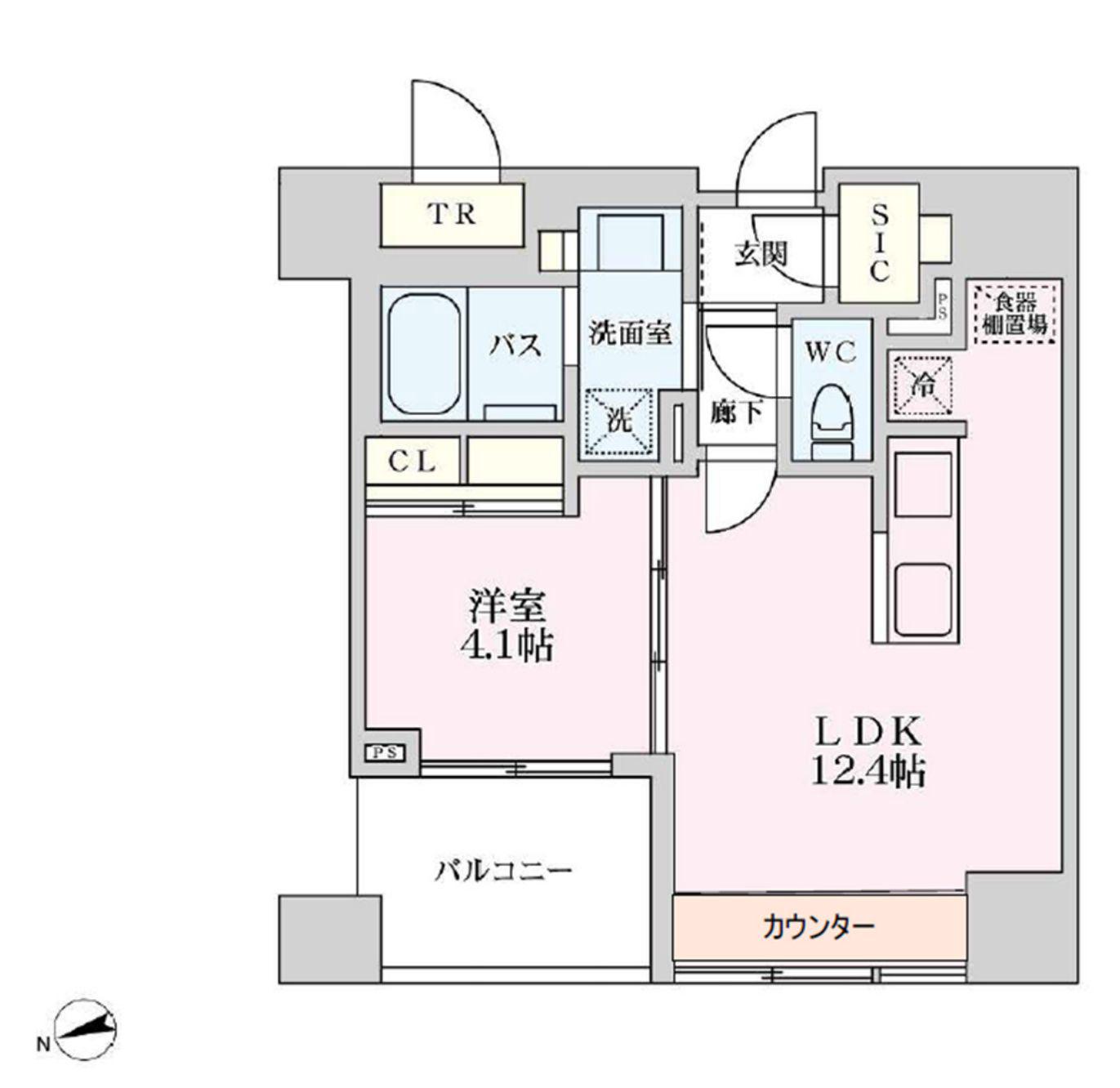 プライマル品川大井町(1LDK/4階)の間取り写真