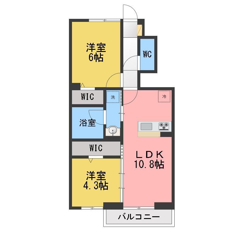 ラルブルボヌール(2LDK/1階)の間取り写真