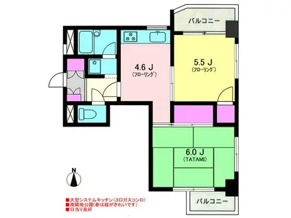 グランドボナール桜木町(2DK/3階)の間取り写真