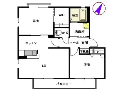 緒方アパハウス C棟(2LDK/2階)の間取り写真