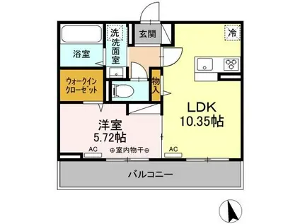 ピアニー問屋町(1LDK/2階)の間取り写真