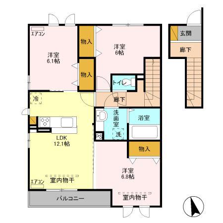 ピーノ ポルト C(3LDK/2階)の間取り写真