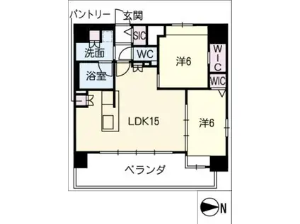 N-PRINCE浄心(2LDK/13階)の間取り写真