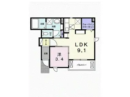 ベネディーレ III(1LDK/1階)の間取り写真