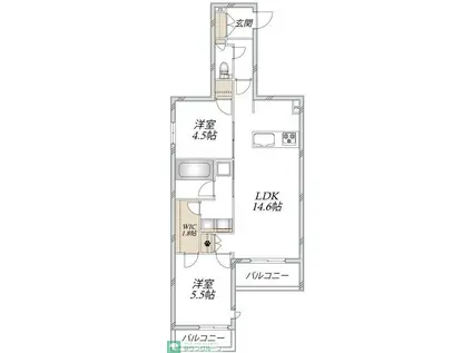 LS PLUS 豊玉中(2LDK/2階)の間取り写真