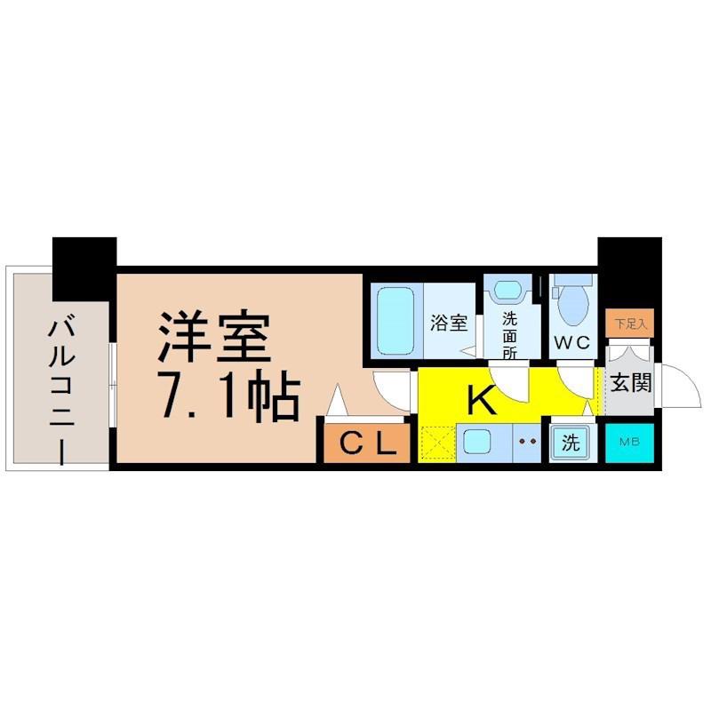 プレサンス大須観音(1K/14階)の間取り写真