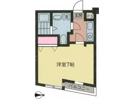 グエルサカエ羽根木(1K/3階)の間取り写真