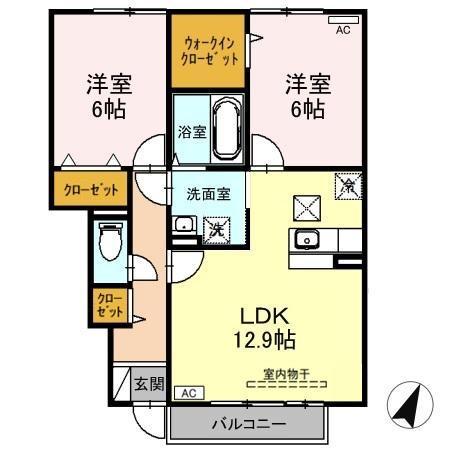 クレールシャンブル II(2LDK/1階)の間取り写真
