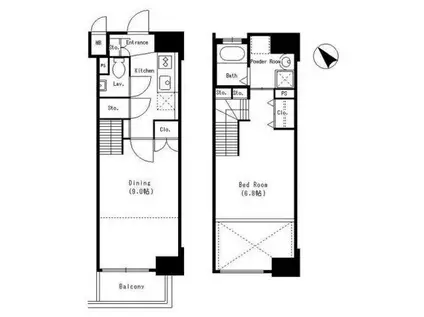 DORMOUSE CASTLE(1DK/13階)の間取り写真