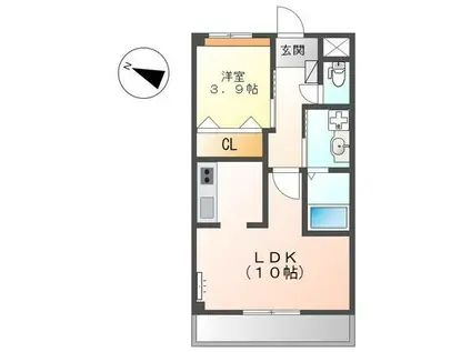 花水木II(1LDK/1階)の間取り写真