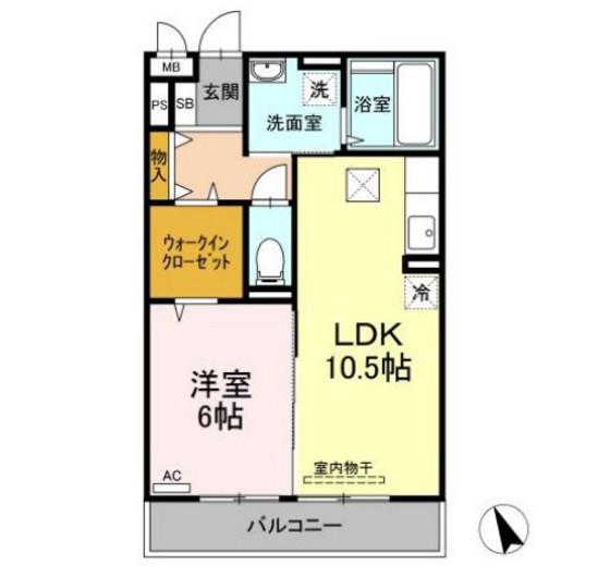 エスポワール青江(1LDK/1階)の間取り写真