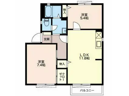 ディアスサフラン A棟(2LDK/1階)の間取り写真