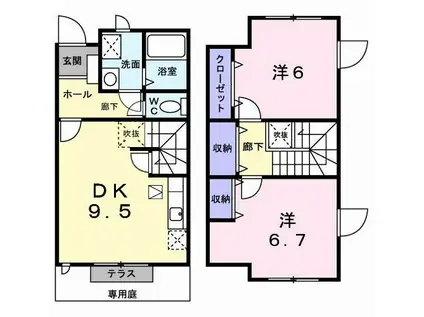 エトワール(2DK/1階)の間取り写真