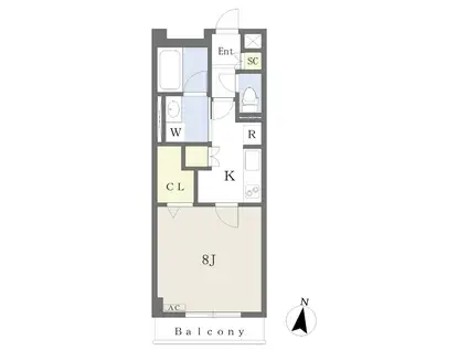 エルパーク西ノ内(1K/1階)の間取り写真