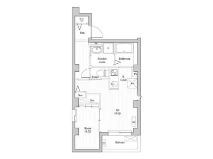 シャテーニュフォレット大手町(1LDK/4階)の間取り写真