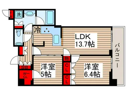 サパークハウス晴海タワーズティアロレジデンス(2LDK/11階)の間取り写真