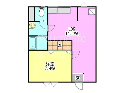 小田原255ビル(1LDK/1階)の間取り写真