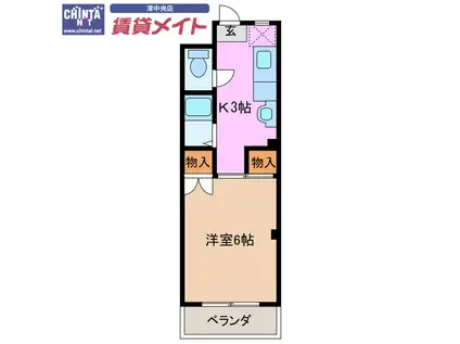 エグゼ杉谷(1K/2階)の間取り写真